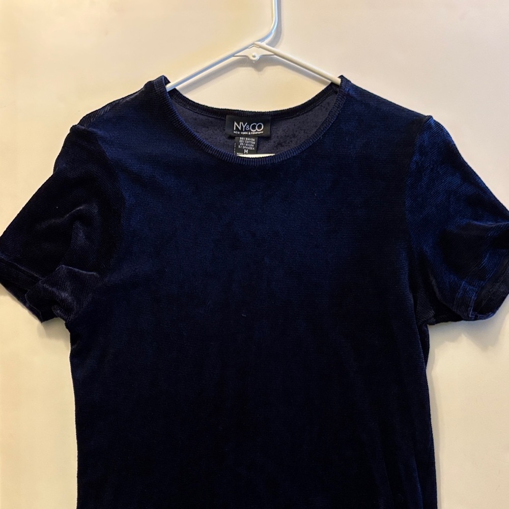 New York & Co Velvet Deep Blue Tee